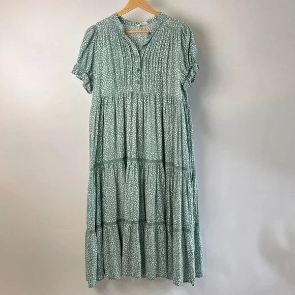 green emerald velvet dress Buy Sage Green Floral Tiered Dress for Women by The Loom Art